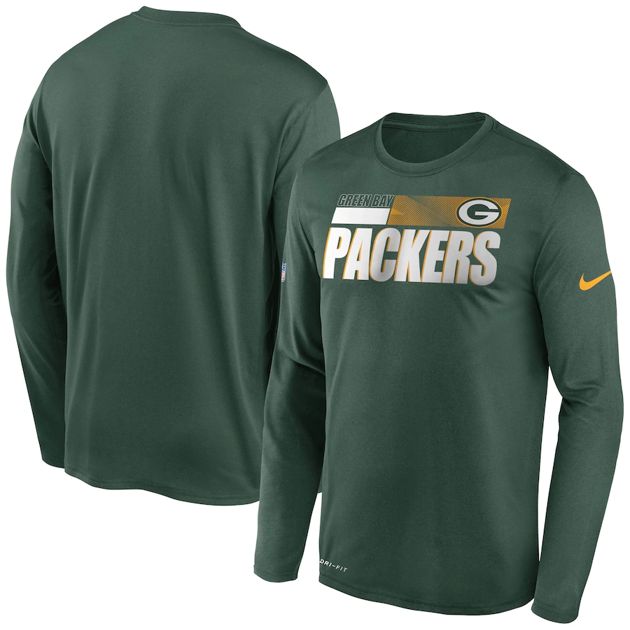 Men's Green Bay Packers 2020 Green Sideline Impact Legend Performance Long Sleeve T-Shirt